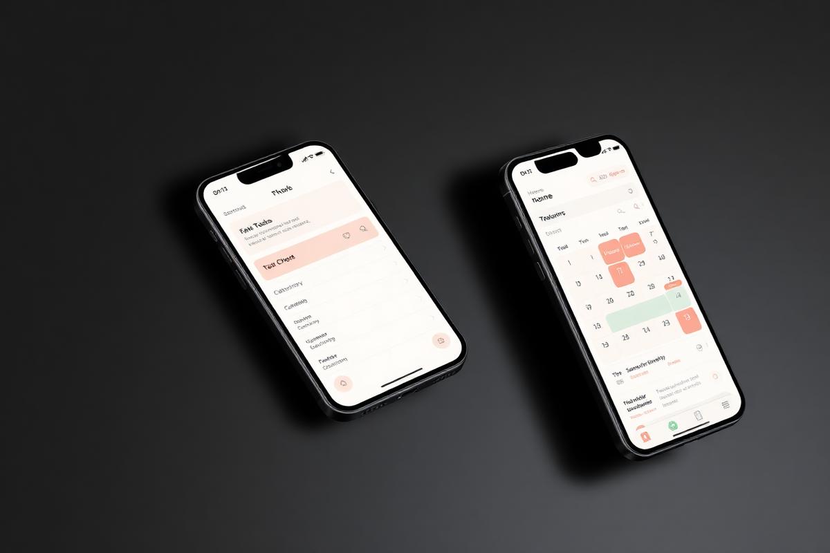 Tidy iOS app showing task list and calendar views on two iPhones.